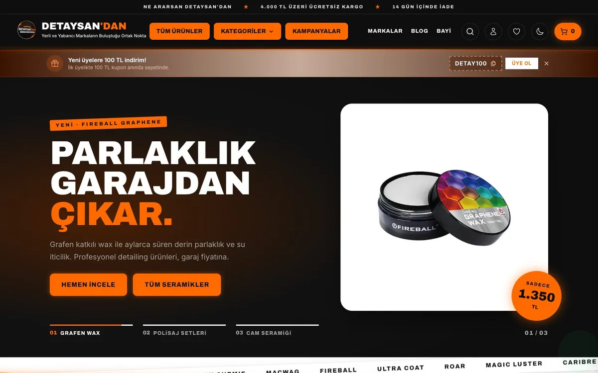 Detaysan’dan mağaza ana sayfası: Parlaklık garajdan çıkar