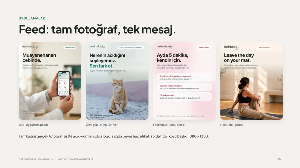 Feed kuralı: tam fotoğraf, tek mesaj